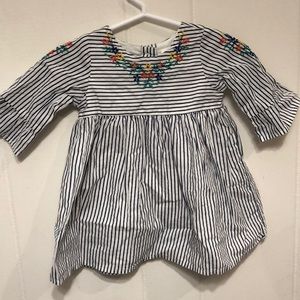 Gap Striped dress with embroidered flower detail